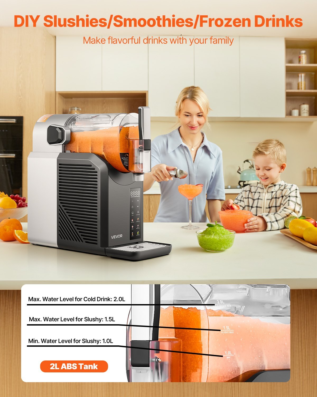 Slushie Machine, 2L/68oz No Ice Needed Slushy Machine for Home, Frozen Drink Maker with 6 Preset Programs, Margarita Machine with Self-Cleaning, Frozen Margaritas, Frapps, Milkshake, and More