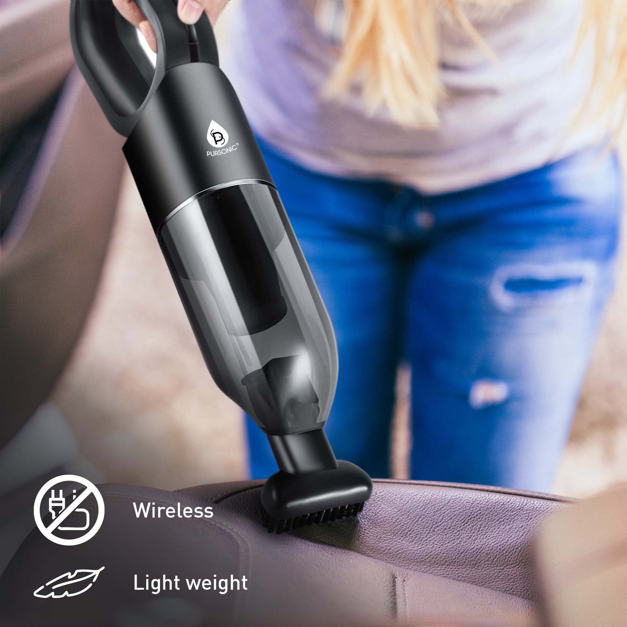 Pursonic CleanMax Duo Bundle: USB Rechargeable Cordless Handheld Vacuum Cleaner + Electric Scalable Scrubber Brush